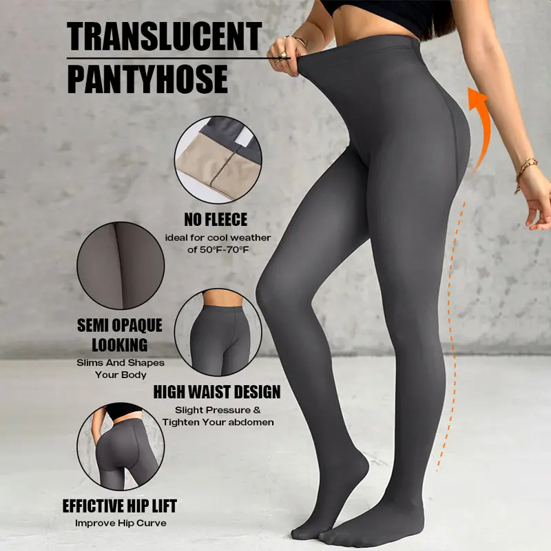 [Size Regular/Large] CHICME ShapeLift 2 Piece No Fleece Lined Magic Tummy Control Leggings/Thick Elastic Waist Thermal Pantyhose High Waisted Tight Pants 3 Shades