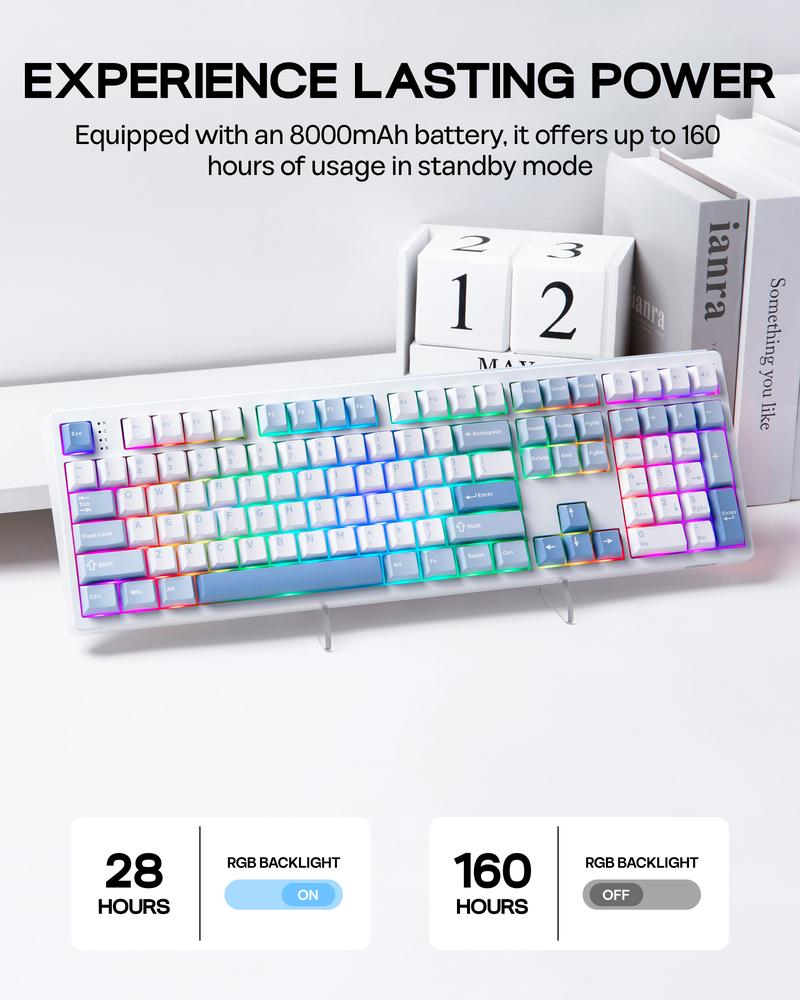 EPOMAKER TH108 Gasket 100% Wireless Full Size Mechanical Keyboard 108 Keys Hot Swap South-facing Custom Driver RGB Backlit Tri-Mode USB-C/BT 5.0/2.4GHz for PC/Mac/Linux PC gaming accessories keyboards for gaming creamy keyboard TikTokShopJumpstartSale