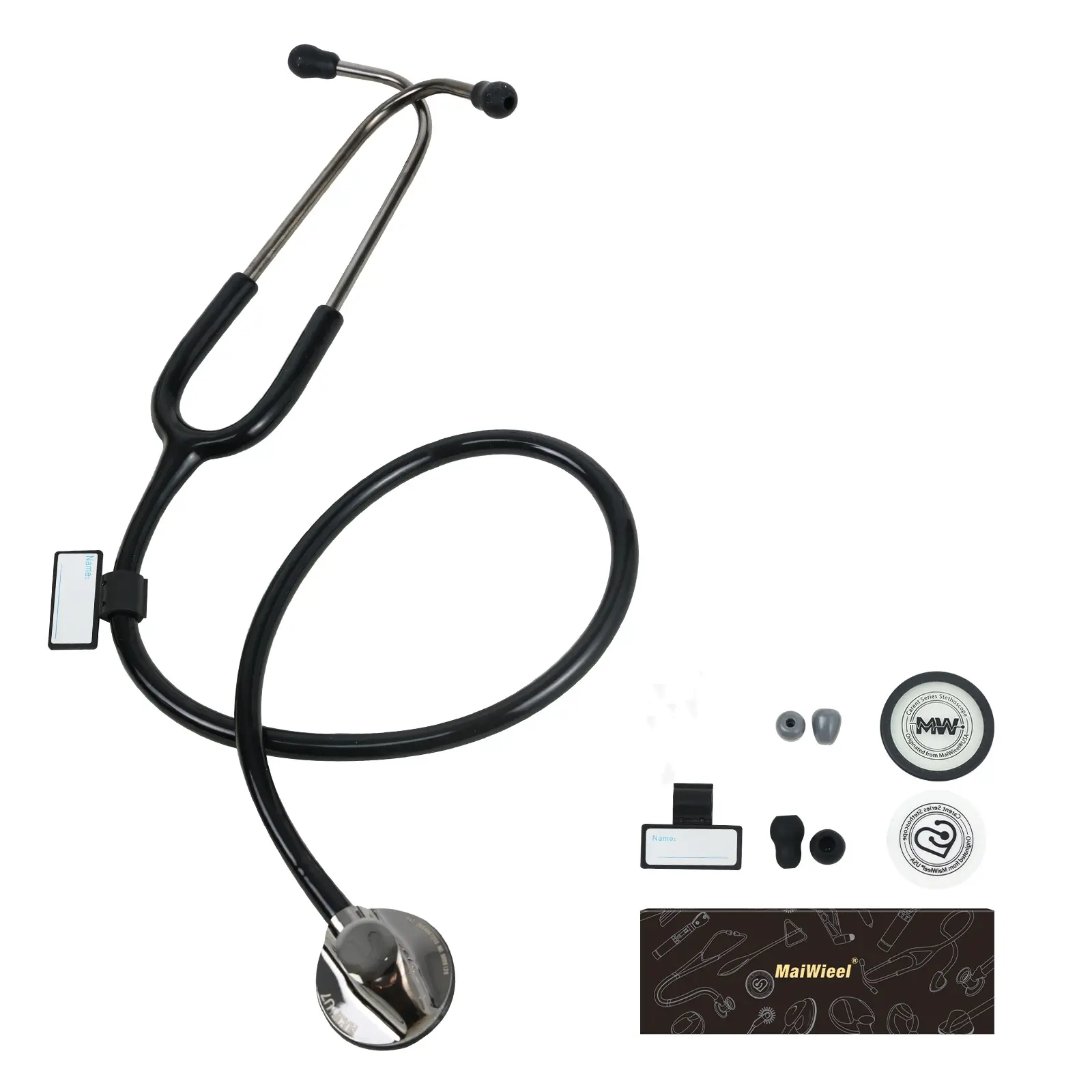 MaiWieel 0.6 lbs Lightweight Classic Single-Head Stethoscope - Soft Silicone Ear Tips, Durable Alloy Chestpiece, Adjustable Sound, Individually Numbered, Name Tag Compatible, Trusted Quality, Authenticity Guaranteed (Various Colors) for Nurses, Home Use,