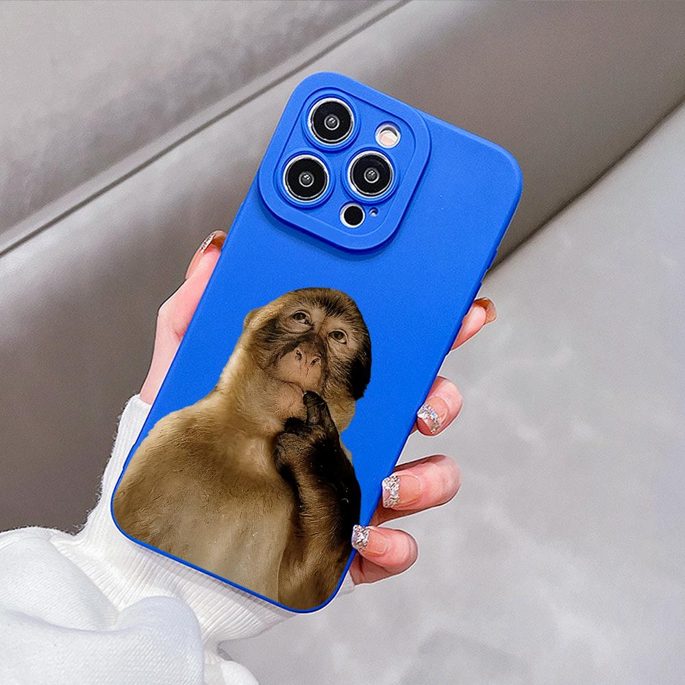 Cute Monkey Meme TPU Soft Silicone Smartphone Cover - Shockproof, Full Protection Cellphone Accessory, Compatible with iPhone 17,16,15 Pro Max,14,13,12,11,X,Plus,Mini