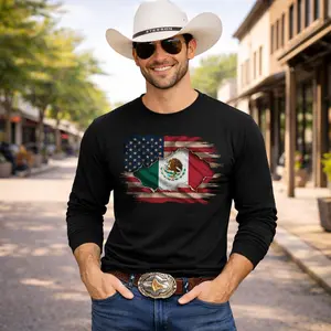 Mexican American Flag Mexican Roots Chicano Pride Long Sleeve T-Shirt