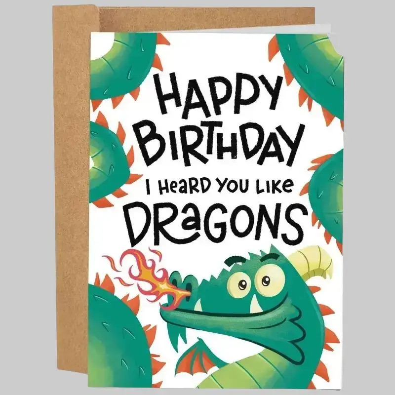 Funny Birthday Card - Funny Dragon Design Novelty Birthday Card, Hilarious Gift for Friends, Family, Kids & Dragon Lovers