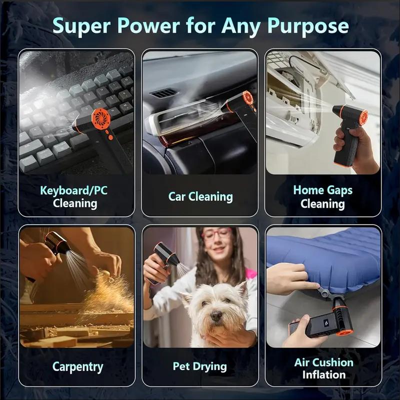 Electric Air Duster with Flashlight , Portable Cordless Leaf Blower Turbo Fan & High-Speed Blower, Multi-Use 10,000mAh Jet Fan , For Cleaning,camping,Outdoors Electric Air Duster with Flashlight , Portable Cordless Leaf Blower Turbo Fan & High-Speed Blower, Multi-Use 10,000mAh Jet Fan , For Cleaning,camping,Outdoors