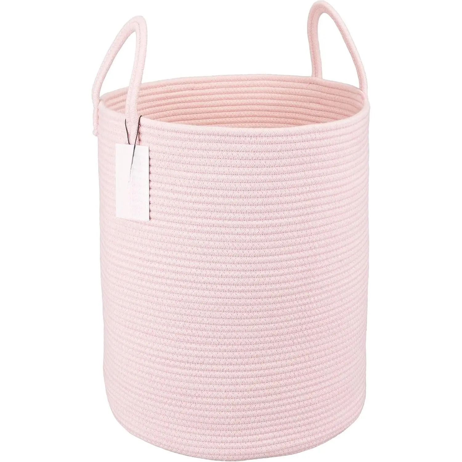 Cotton Rope Laundry Basket Hamper for Girls    Hamper Bin Woven Storage Basket for Living Room Girls room Boho Tall Rope Baskets for Blanket Toys Large light pink