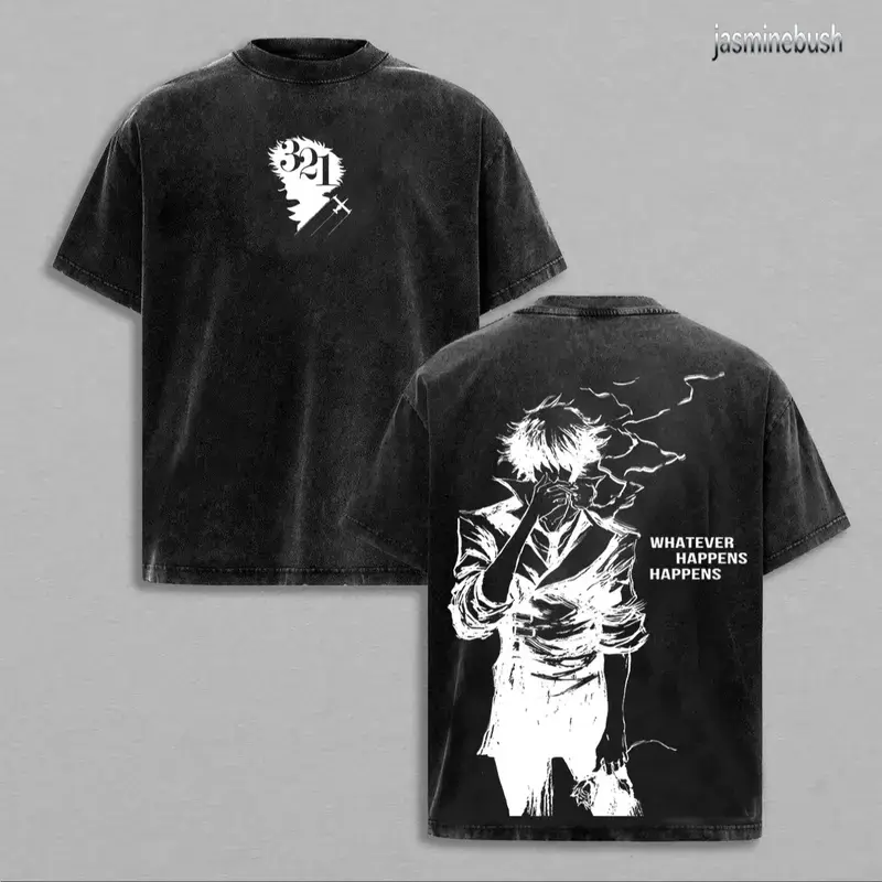 Vintage Cowboy Bebop Anime Double Printed Vintage Washed Tee Unisex Oversize Anime Manga Washed Heavyweight Cotton T-Shirt Gift for Anime Fan Anime Lover