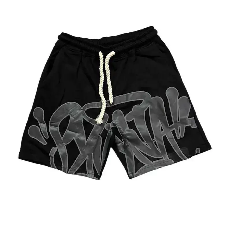 2026 new hip hop style foam letter print short men s summer fashion casual sports shorts trend Graffiti Jeans Streetwear gym outfits Womenswear Bottom, everyday wear, street style, trendy style, essential piece