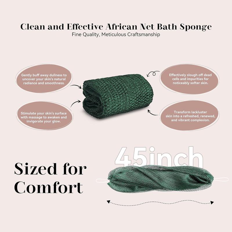 BLUIMON African Exfoliating Net Sponge - 100% Nylon, Ethically Sourced, Soft Knots for Radiant Skin, Quick Drying, Ideal for Travel, Sustainable Beauty Tool