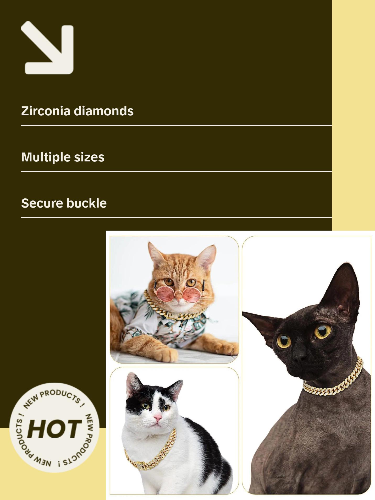 Diamond Cuban Dog Collar with Secure Buckle - Available in Multiple Sizes and Colors Diamond Cuban Dog Collar with Secure Buckle - Available in Multiple Sizes and Colors