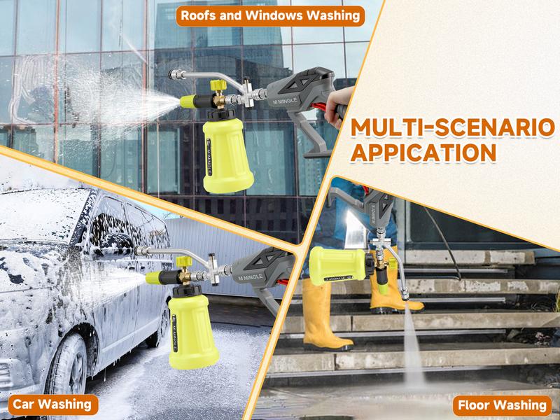 M MINGLE Pressure Washer Snow Foam Lance 1L 4000 PSI MAX 1/4" Quick Connector Adjustable Spray Nozzle for Car Wash, Motorcycle Detailing