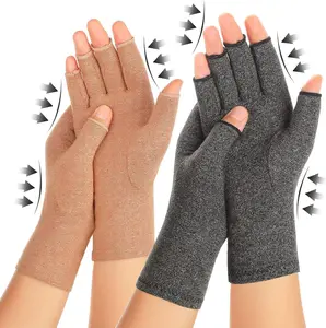 2 Pairs Arthritis Compression Gloves for Women Men, Carpal Tunnel Pain Relief, Fingerless for Typing Both Hands Cleaning