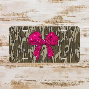 Old School Coquette Bow Camo License Plate, Camo Hunting Old School Coquette Bow Camo License Plate, Camo Hunting