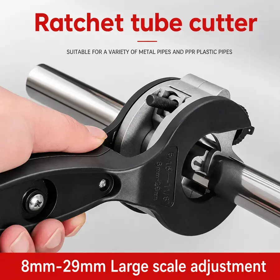 Ratchet Tube Cutter - Handheld Ratchet Cutter for Copper, Aluminum, Iron, Stainless Steel, PPR & PE Pipes, Efficient No-Power Hand Tool for DIY Maintenance & Piping Repair, Hvac Repair