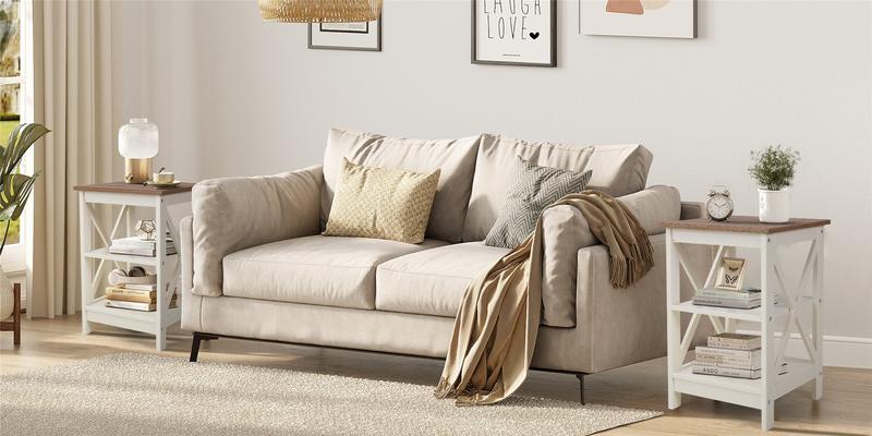 PHI VILLA End Table Living Room - Side Table/Coffee Table/Console Tables for Small Spaces - White Furniture Home Springtok Lamp