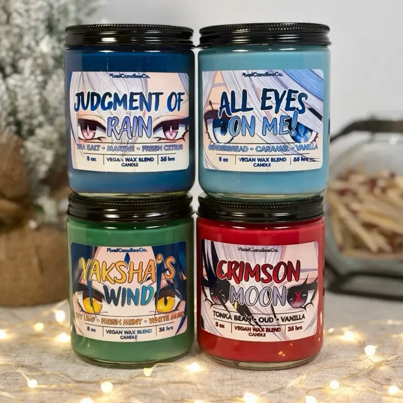 Genshin Impact Inspired Anime Candles - Coconut&Soy Wax - Vegan - Scented - Furina - Xiao - Arlecchino - Neuvillette