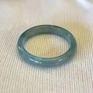 Translucent Green-blue Jade Ring Band, Width 3-4 mm