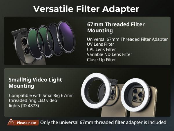 SmallRig Vibe P30 67mm Ring LED Video Light, Compact Powder-Size Bi-Color Light with High CRI ≥90, Compatible for 67mm Phone Mounts/Cases/Lenses, for Content Creation, Live Streaming