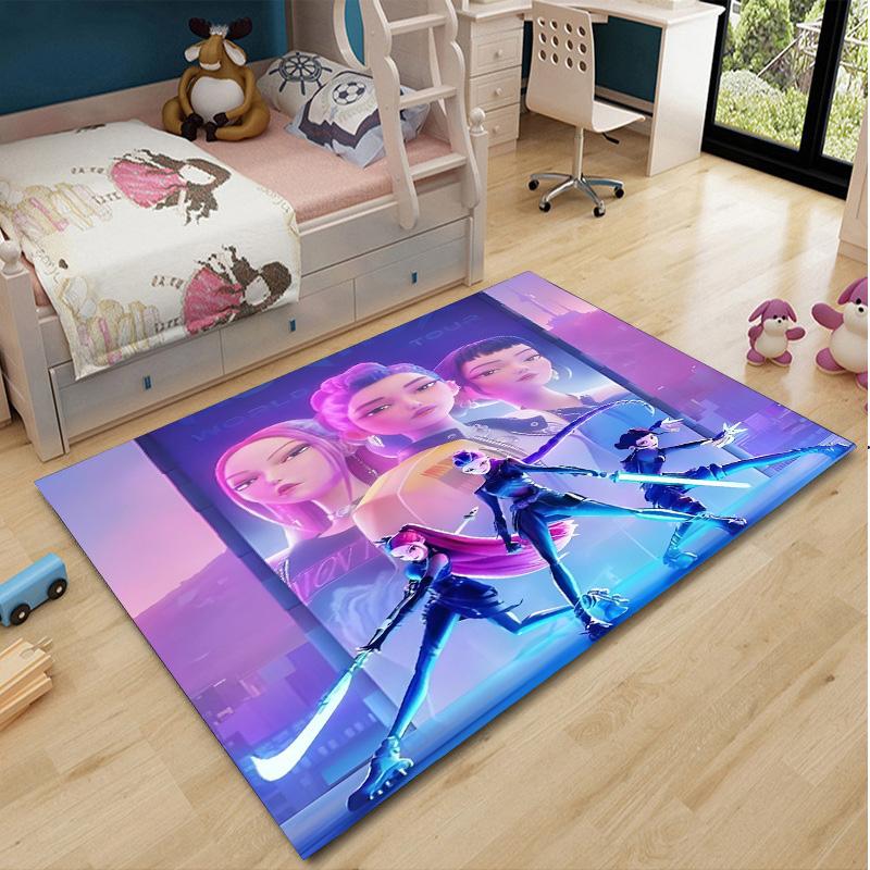 Kpop Rug KPop Demon Hunters Carpet Rumi Mira Zoey Lounge Rug Bedroom Bedside ...