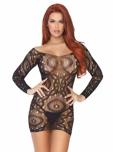 Leg Avenue Is This Love Boho Lace Net Mini Dress
