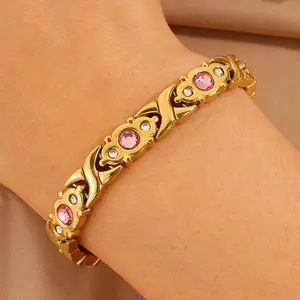 Magnetic Therapy Bracelet with Pink Crystals – Look Beautiful, Feel Energized!