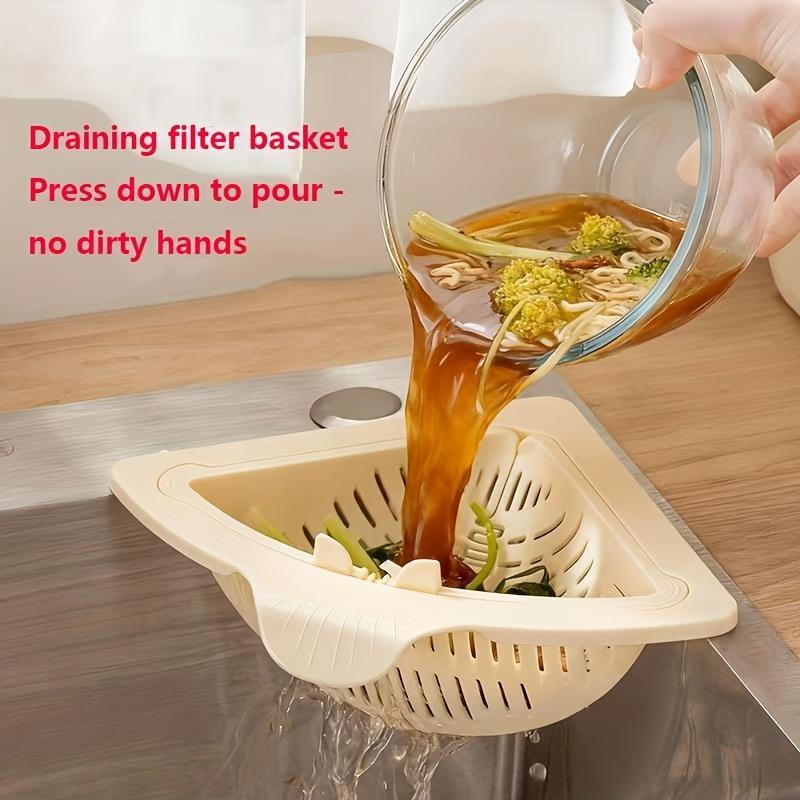 2 PCS Compatible with right-angle stainless steel sinks | Food-grade material | Special for daily residue filtration Magnetic draining triangular kitchen sink filter for storing food scraps, leftovers, and kitchen waste .