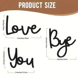 Boho-Chic "Love You Bye" Wooden Sign, Reusable Wall Art with Adhesive Tape, Wall Decor for Living Room & Bedroom