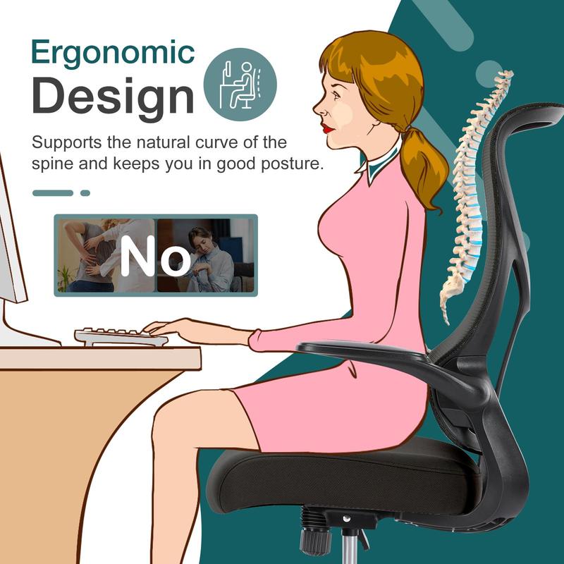 Office Chair, Ergonomic Desk Chair Compute High Back Mesh Chair, Executive Home Office with Flip-up Armrests Adjustable