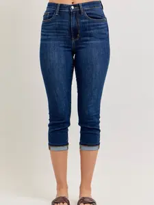Judy Blue High Waist Capri Jeans with Single Cuff