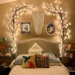 96 LED Brown Vine Fairy Lights - 6ft Flexible Bendable Artificial Willow Branches with 8 Modes, USB Powered Remote Control for Indoor Home Decor, Weddings, Christmas, Valentine's, Thanksgiving & Holiday Party Decorations