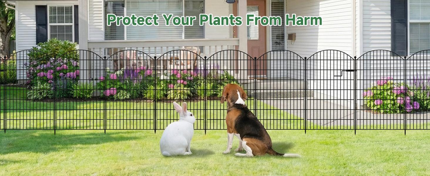 Lilypelle 7/13 Panels No Dig Fence with Gate, 40" H Garden Decorative Fence Animal Barrier for Dogs, Rustproof Metal Garden Edging Border for Outdoor, Yard, Patio