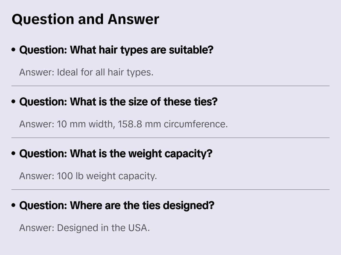 The Black Ties | Hair Ties | 100 lb Capacity | Ideal for All Hair Types One Size Fits Most Manes | Four Pack