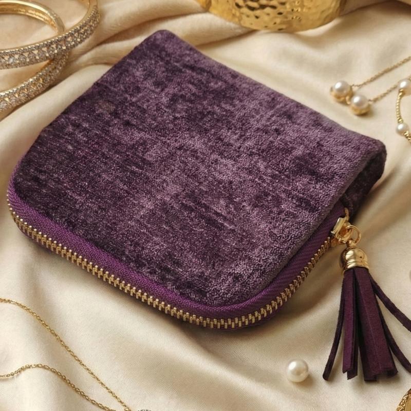 Portable Organizer for Rings, Bracelets, & Bangles with Tassel Zippe Jewelry Storage Pouch Jewelry Bag Travel Pouch