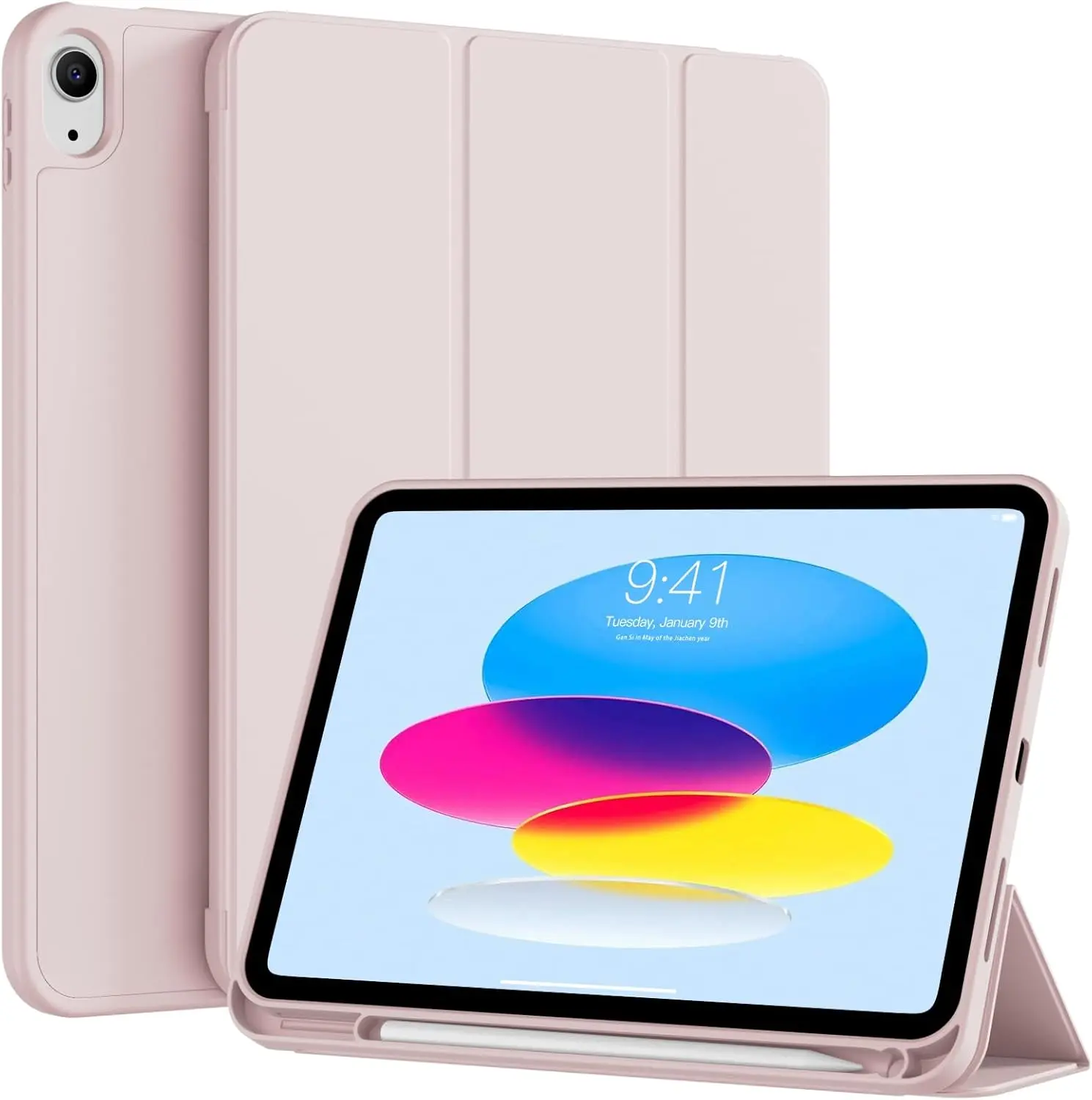 iPad Air 11in Tablet Protective Cover for 6th-7th Gen (Not for iPad 10/11) - Slim Trifold Adjustable Stand Case, Premium PU Leather Feels Luxe, Thermoplastic Polyurethane Back Shell, Auto Wake/Sleep, Magnetic Red, Touch ID Compatible Tablet Accessories