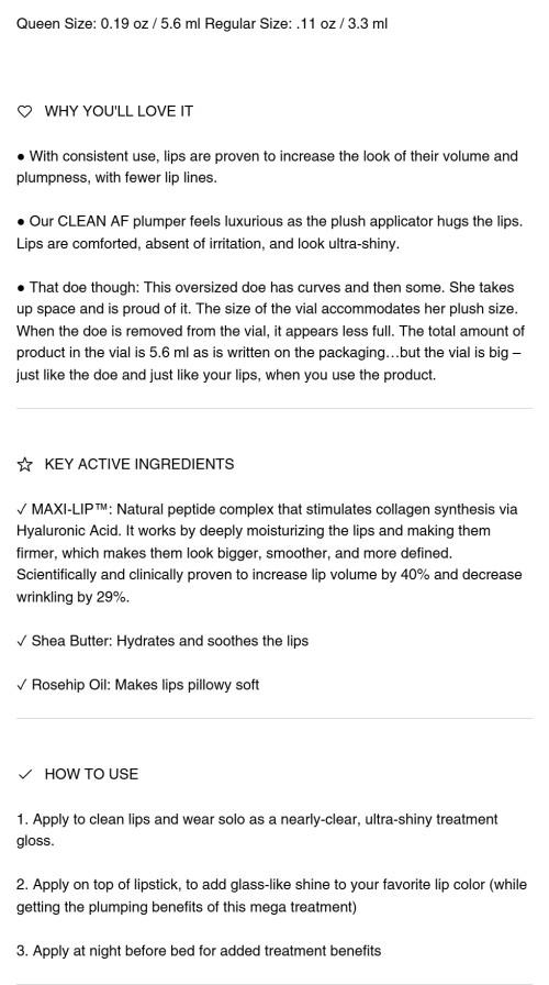 Queen Forget The Filler Lip Plumping Line Smoothing Gloss