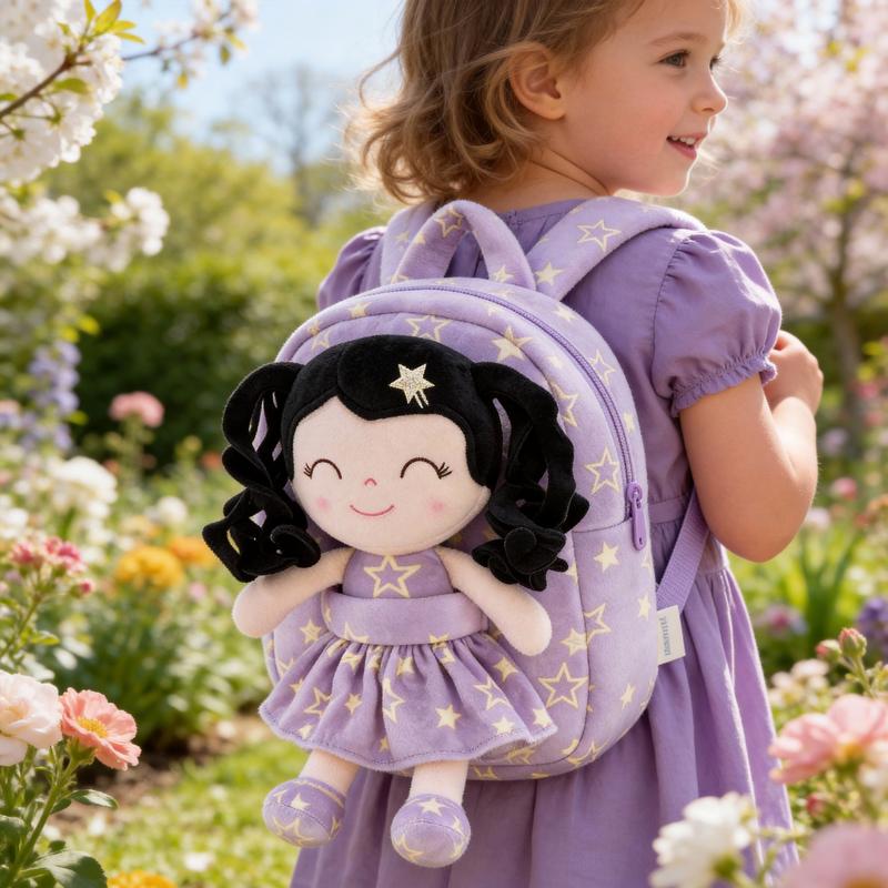 Gloveleya Strawberry Fruit Doll Backpack - 9" Soft Plush Toy Bag with Removable Berry Girl, 2-in-1 Toddler Backpack for Ages 2-4, Sweet Birthday & Valentine's Day Gift for Girls