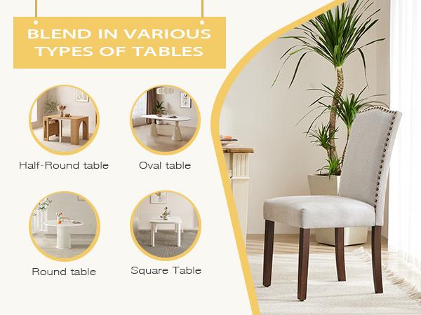 Sweet Furniture S - Dining Chairs, Kitchen Chairs, Modern Upholstered Fabric Dining Room Chair with Nailhead Back and Wood Legs Sweet Furniture S - Dining Chairs, Kitchen Chairs, Modern Upholstered Fabric Dining Room Chair with Nailhead Back and Wood Legs
