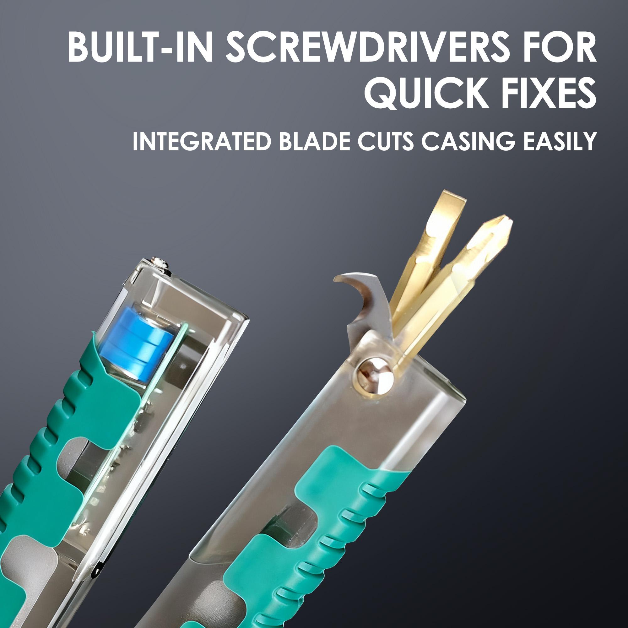 16 in 1 Professional Multi - Function Pliers with Flathead & Phillips Screwdrivers, Wire Stripper, Crimper, Hex Key Wrench, Bolt Cutter, Voltage Tester, Cable Cutter, Wire Spooler, Puncture Knife, Precision Wire Cutter, Hex Socket, Insulated Grip