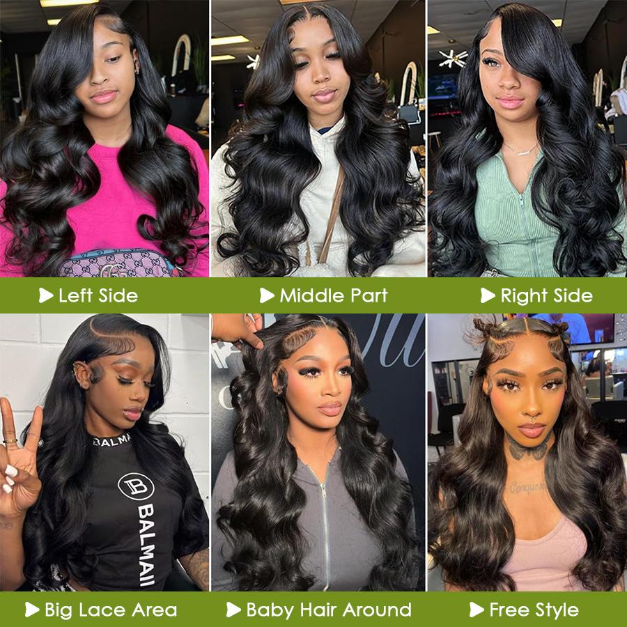 Caleber Hair 13x6 Lace Front Wigs Human Hair Pre Plucked 200 Density HD Body Wave Lace Front Wigs Human Hair Frontal Wigs  for Women Pre Plucked Black wig