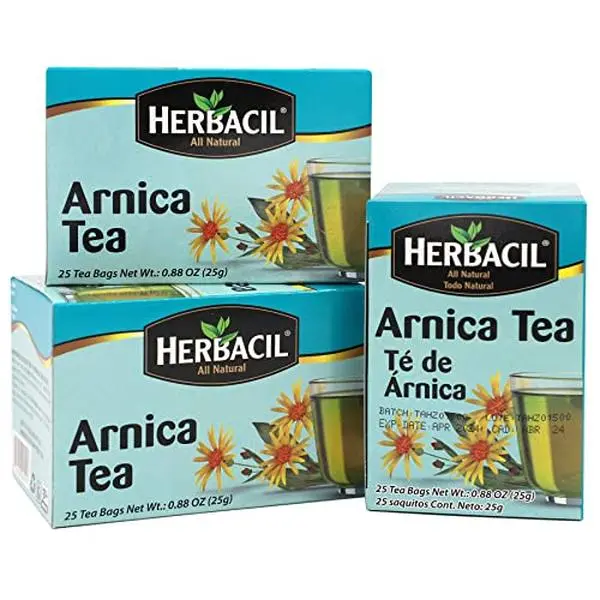 Herbacil Arnica Herbal Tea, Herbal Blend, Caffeine-Free, All Natural, 3-pack of 25 bags per box (75 Tea Bags), 0.88 oz Each