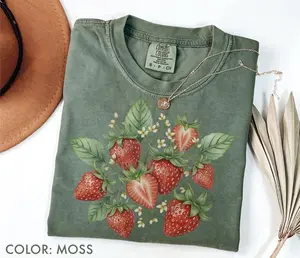 Comfort Colors Vintage Strawberry Shirt, Retro Strawberry Plant Botanical Shirt, Cottagecore Berry Fruit Shirt, Nature Shirt, Gardener Gift