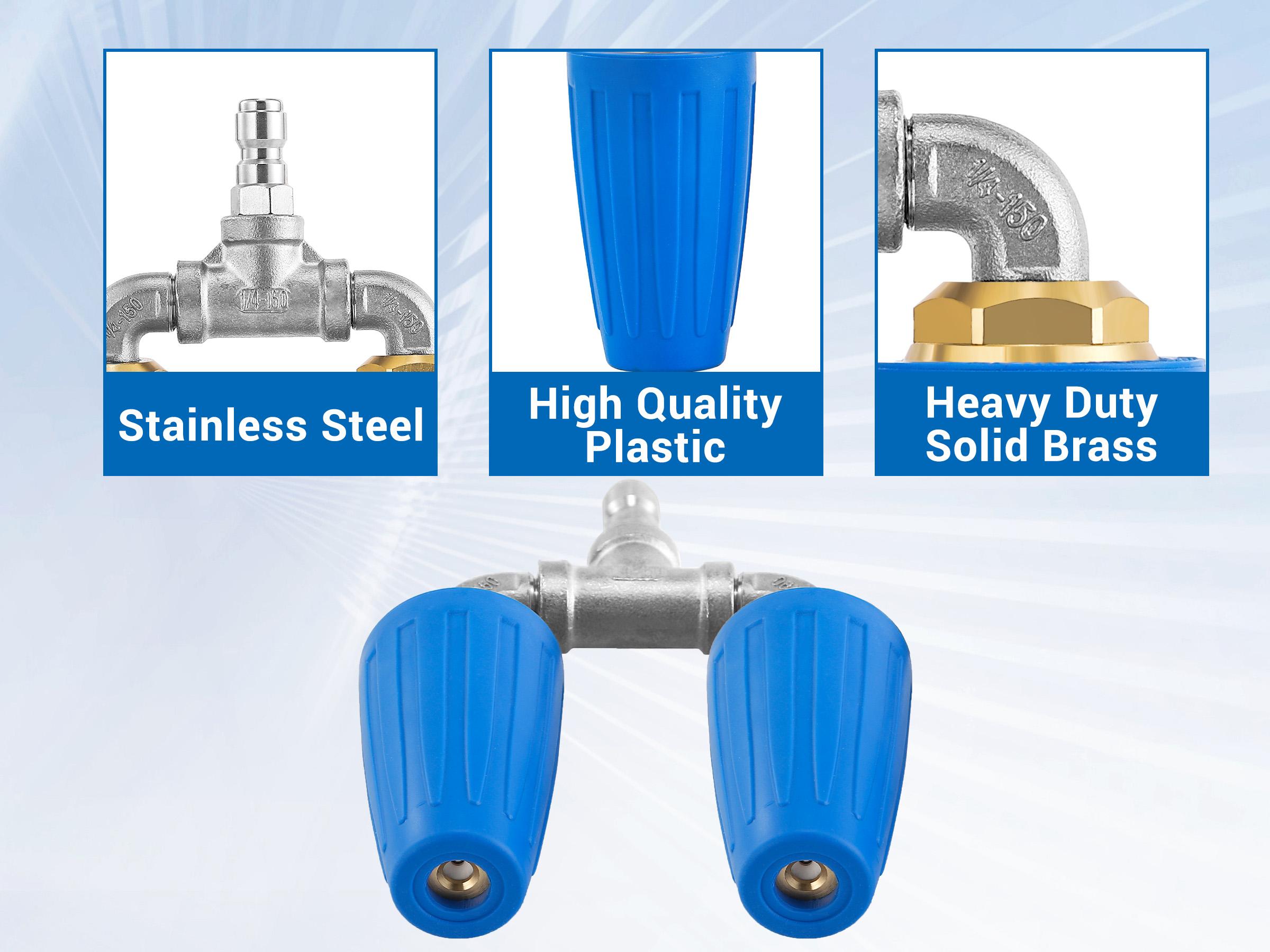 EASYBRO Dual Turbo Nozzle Pressure Washer, Double 360° Rotating Turbo Nozzle for Power Washer, 1/4" Quick Connect Twin Turbo Nozzle Tip, 4000 PSI, 4-6 GPM, 2.0 Orifice