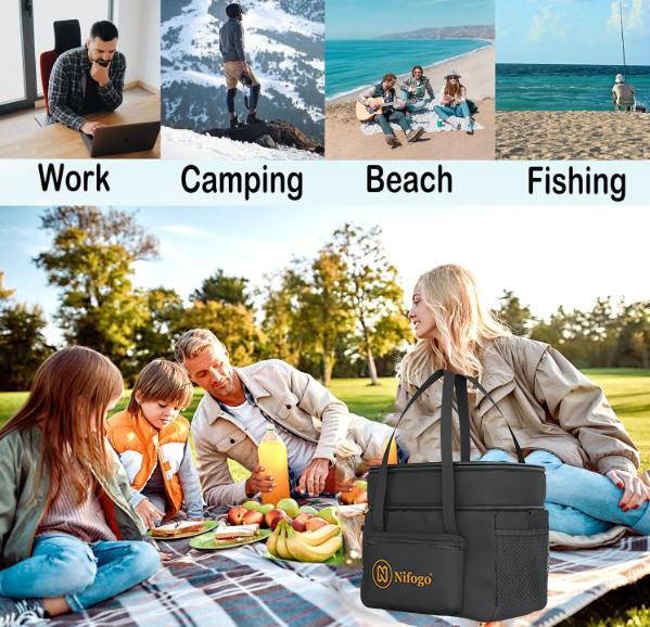 Nifogo 15L Large Insulated Lunch Bag - Reusable Water Resistant Cooler Tote for Women Men, Portable for Work & Picnic