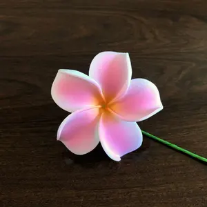 Plumeria Foam Flower with Stem, Light Pink 2.5"