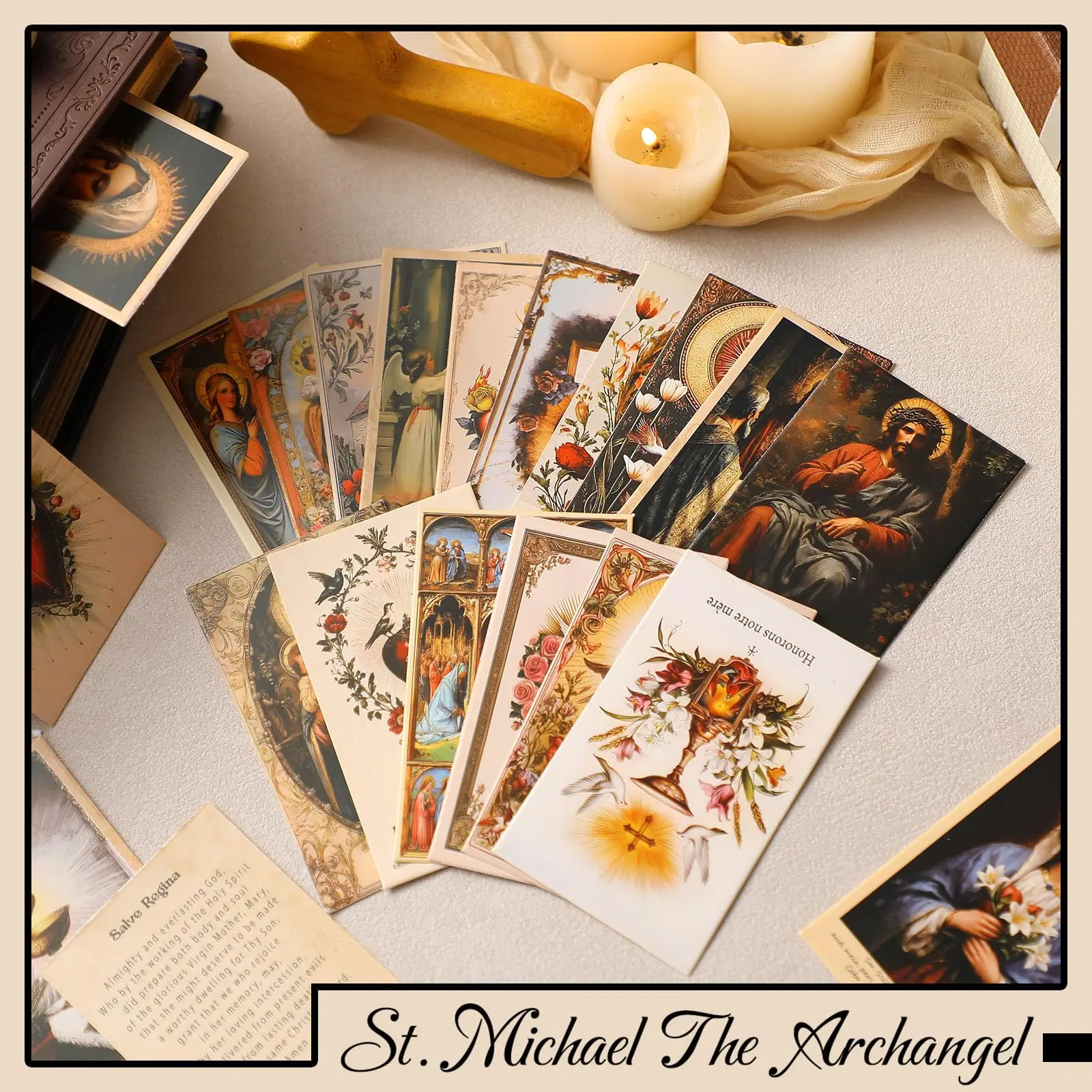 Prayer Card for Christian 120pcs Inspirational Holy Cards Catholic Saint Cards in Spanish/English Religious Positive Cards Wallet-Size Prayer card Motivational Cards Sunday School Baptism Confirmation First Communion Church Gift for Women Men Pray