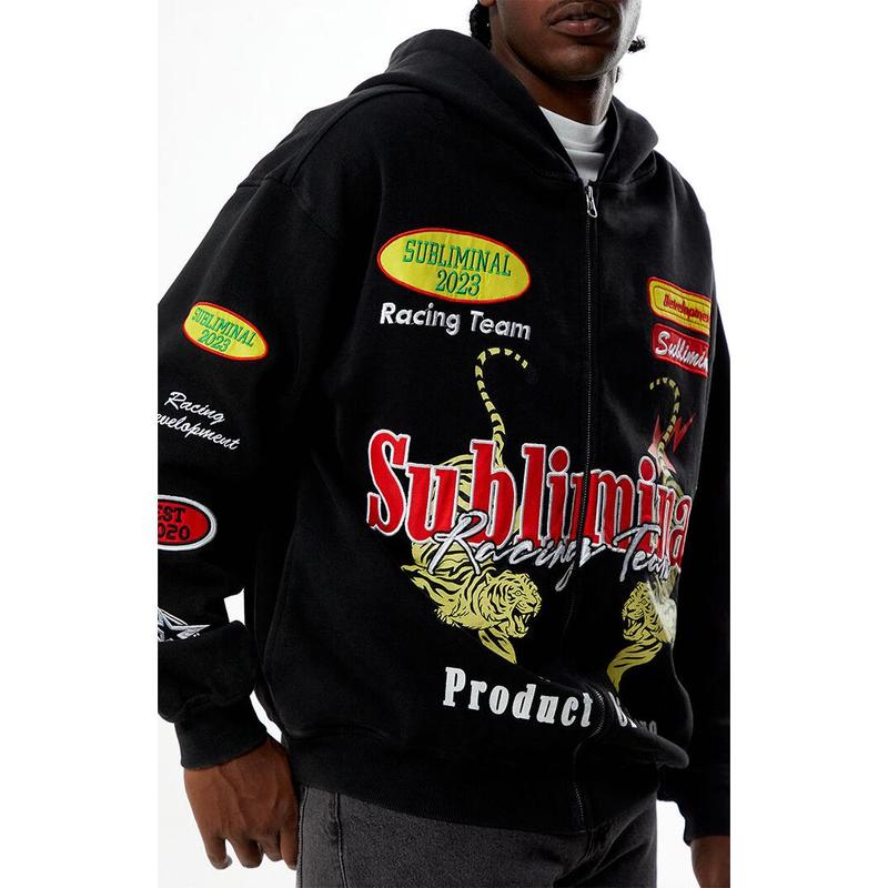 Pacsun Men's Subliminal Racing Full Zip Hoodie