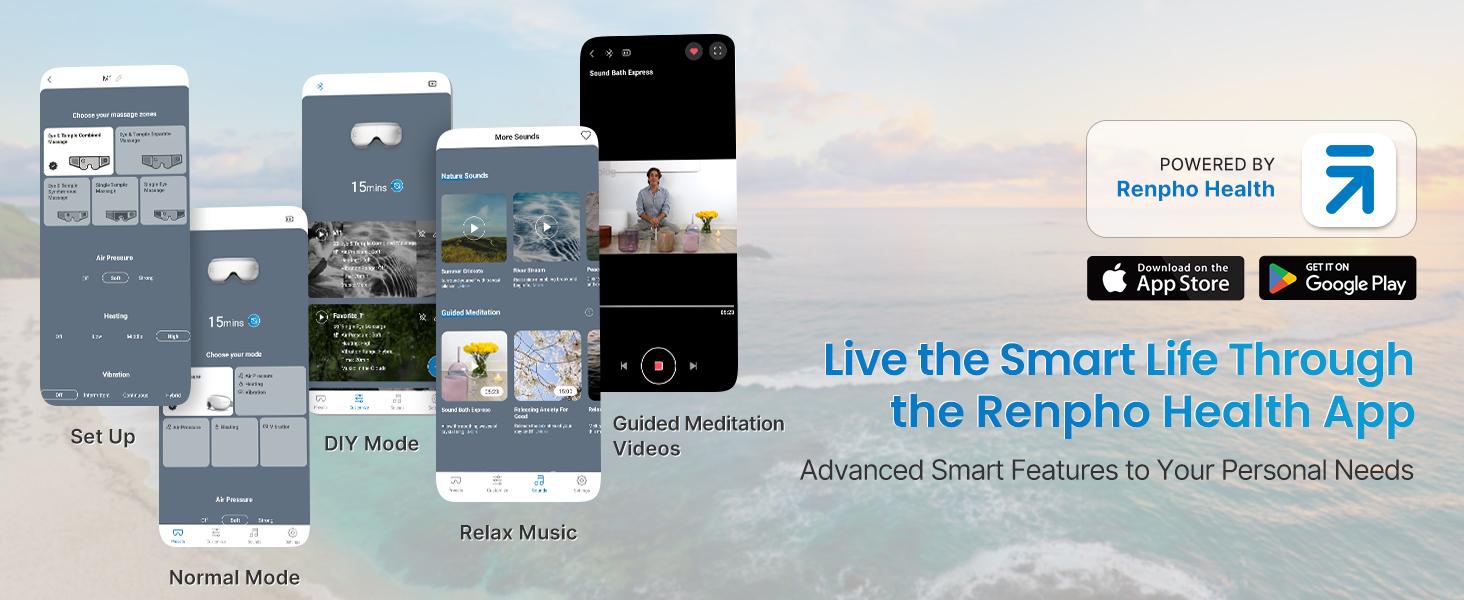 RENPHO Smart Heated Eye Massager with App Control, Face Massager Sleep Eye Mask Massage Setting with DIY Mode Gift Choice for Man Women Spring Glow Up