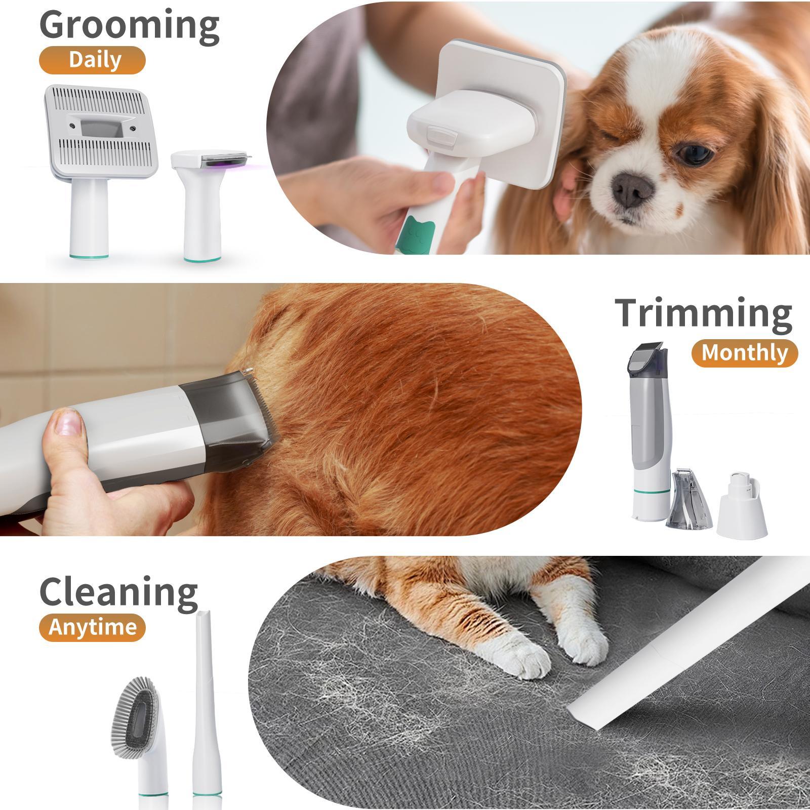 7-in-1 Grooming Brushes Pet Groomer Brushes for Dogs Function Low Noise Design 6 Guide Combs for Precise Trimming Effortless Grooming & Vacuuming