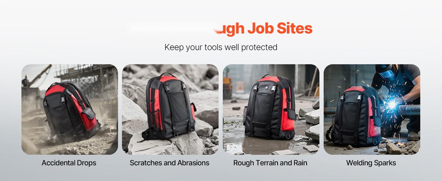 25.2L Welding Backpack Made From 1680D Polyester, Durable Welder Bag For Tools And Helmet, Portable Arc Welding Gear Backpack With Padded Shoulder Straps, Front Organizer Pocket, Quick Access Tool Pockets, Water Resistant Exterior