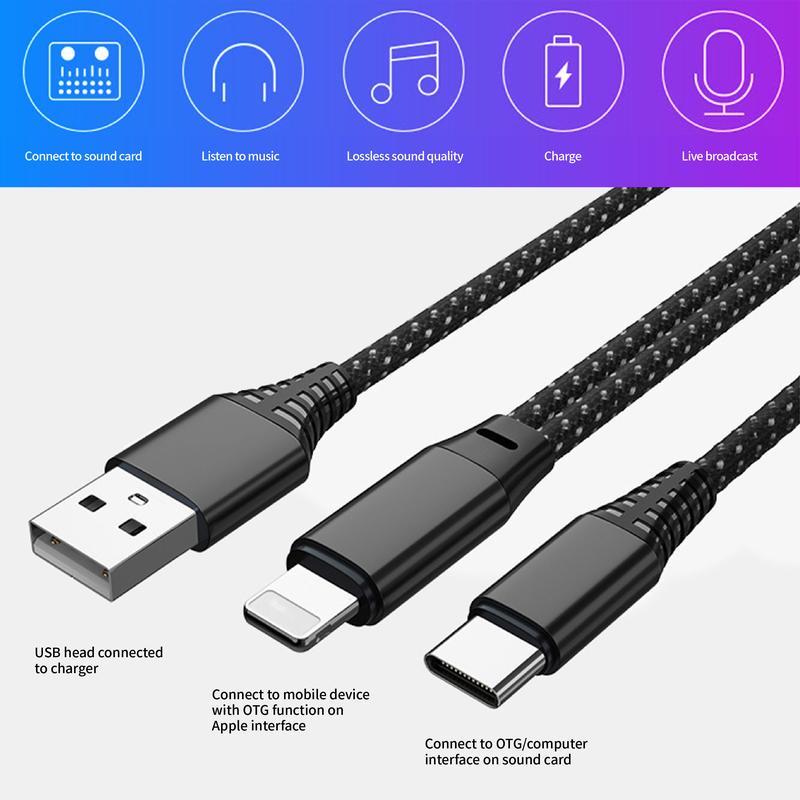 Universal sound card OTG live broadcast cable suitable for Apple Android typec one to two digital audio adapter cable