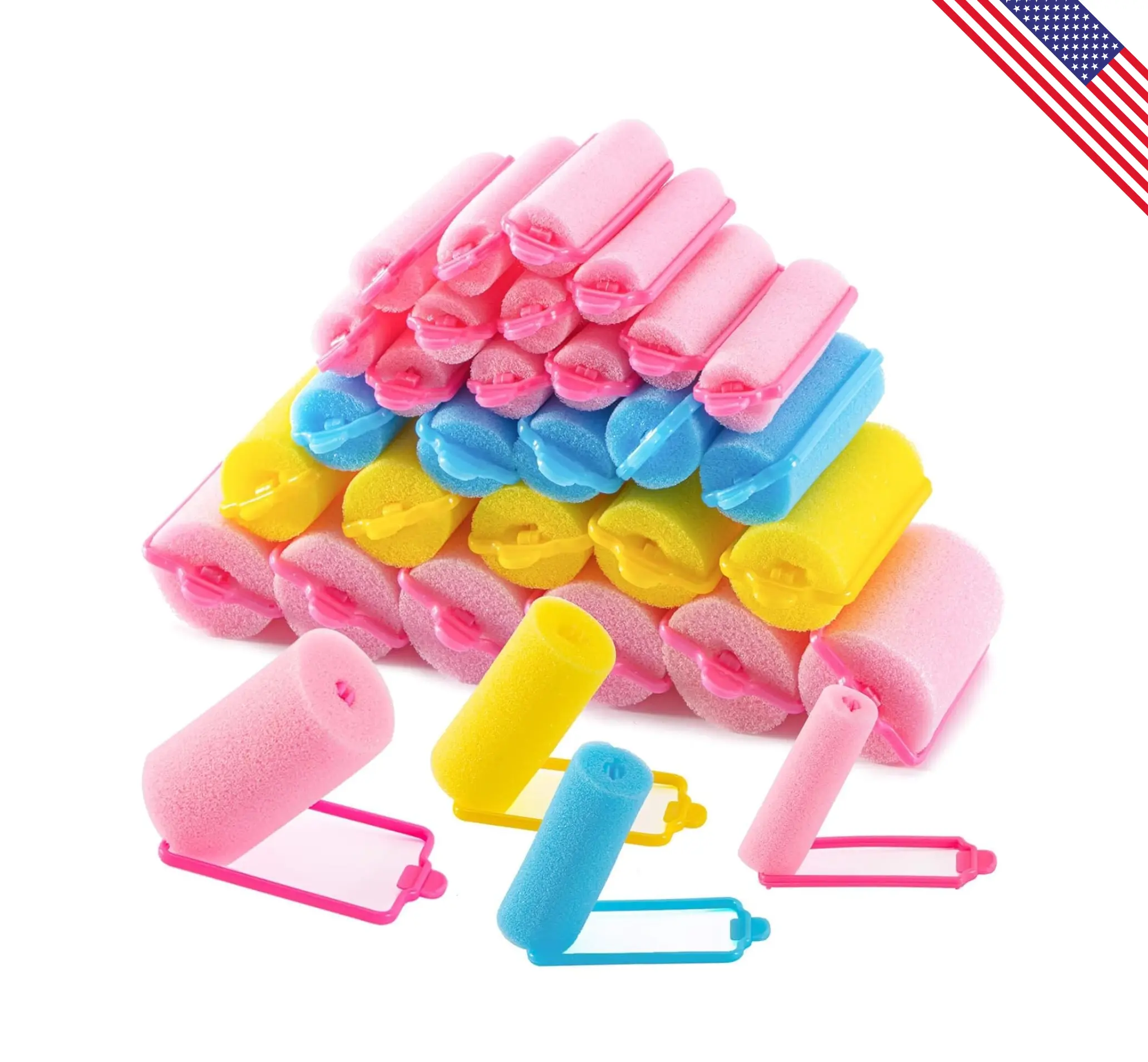 36PCS Foam Hair Rollers - Sponge Rollers for Heatless Hair Curler for Short/Long Curling Sleep, Jumbo Large Sponge Curlers Soft Sleeping Thin Hair Curl Overnight (Rulos para Cabello)