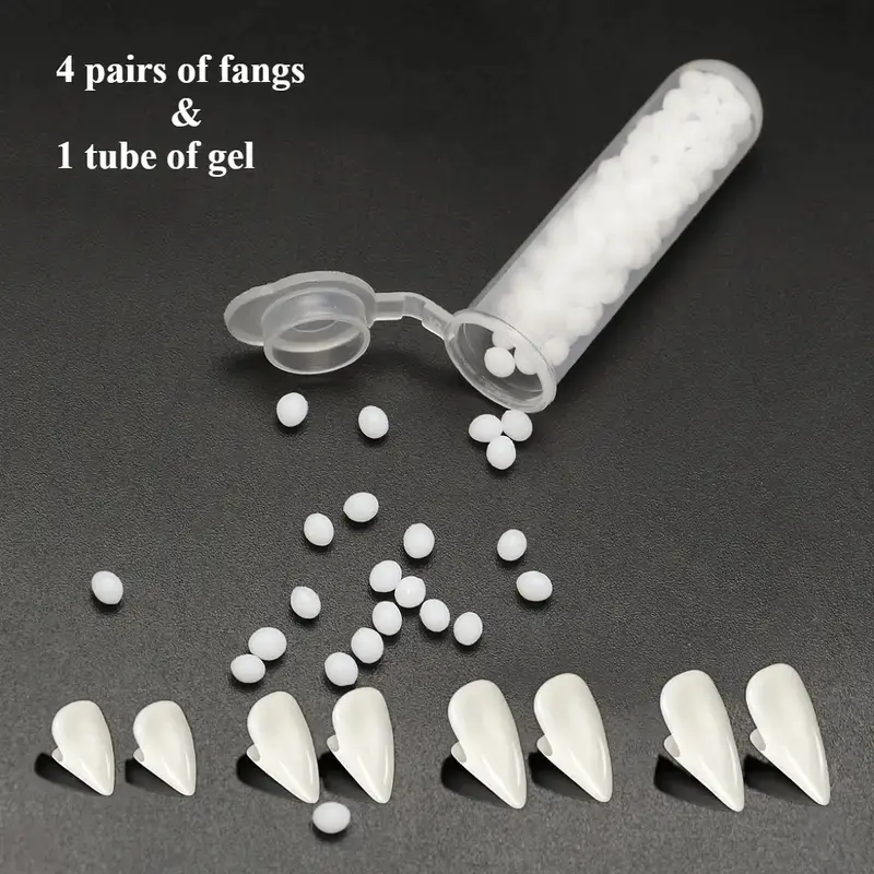 Halloween Vampire Fangs Set, Creepy Resin Role-Playing Teeth Props Party Accessory with Adhesive Gel, ABS Material, for Costume Parties, Cosplay & Party Events